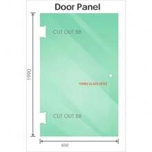 90cm Frameless Shower Screen With Black Brackets & Stainless Steel Hinges, Round Knob Handle - Wall To Wall Installation