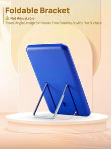 Portable Foldable Mirror 8x5 Inch, Multi-Position Stand & Hanging Hole, Compact Travel Essential White - 藍色-無磁 - 查看 6
