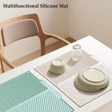 Silicone Drain Mat, Foldable Quick-Drying Non-Slip Drain Board Mat, Foldable Drain Rack Mat, Heat-Resistant Kitchen Countertop Mat, Non-Slip Kitchen Mat For Sink, Natural And Hygienic, Essential For Home Kitchen, Part Of Your Cozy Autumn/Winter And Christmas Decor. - Multicolor - View 7
