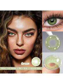 1 Pair Colored Contact Lenses For Eyes, Cute Blue Lenses, Cosmetic Makeup, Soft Green And Gray Beauty Contact Lenses, Annual Disposable Contact Lenses, 14.2mm