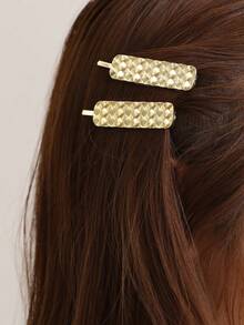 金属质感发夹，简约百搭侧刘海夹，女士爪夹，发爪，发卡，学习用品，发饰，头部饰品，女士发饰 - 金色 - 查看 7