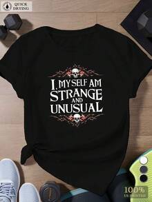 Plus Size Gothic Tee Women Gothic Skull Graphic Tee Casual Short Sleeve Round Neck Machine Washable Big Women Size L-3XL 4XL 5XL