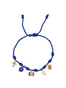 1件波西米亚风创意时尚优雅奢华铜镶嵌合成锆石地球、瓢虫、草莓、蜜蜂、邪眼编织手链，适合女性、姐妹、情侣、毕业礼物、日常佩戴、派对、节日、度假，尺寸可调节 - 彩色的 - 查看 13