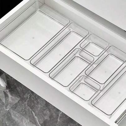 Organizador Multiuso Kit 4 Acrimet Gavetas Armários Geladeiras Pote Acrílico Cristal Empilhável Transparente