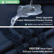 Cortinas de ducha extra largas, cortina de baño de tela con textura de chenilla con rayas y flecos de 84 pulgadas de largo, cortina de ducha moderna de estilo rústico elegante con ganchos, azul marino, 72x84 - Azul - Ver 5