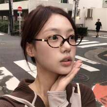 独特百搭的学院风眼镜，时尚的椭圆形小镜框，个性街头风格，凹面透明镜片，透明眼镜配件，适合日常佩戴，也可夜间佩戴，适合长时间使用电脑、手机和通勤上班的人士。 - 豹紋 - 查看 2