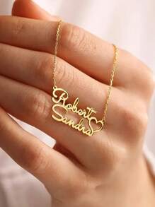 Collar personalizado de plata de ley 925 con dos nombres y acento de corazón - Regalo personalizado para parejas, amantes, cónyuges y almas gemelas - Ideal para aniversario, compromiso, Día de San Valentín, citas románticas, celebraciones de bodas y momentos de amor eterno
