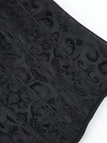 Overbust Corset Top Bustier, Strapless Form-Fitting Bodice With 11 Boning, Waist Cincher Slimming Top, Side Zipper, Stage Performance Costume - Black - View 8