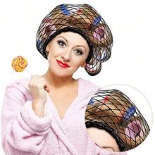 Cotton Triangle Hair Net For Rollers, Women Mesh Hair Net Setting For Sleeping, 35 X 35 X 57 Inches, Black (4) - 彩色 - 查看 6