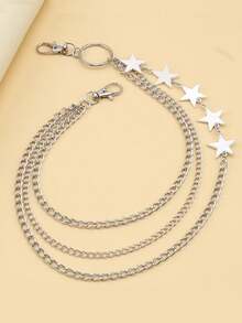 1pc New Fashion Pentagon Star Charm Jeans Chain Multilayer Autumn-Winter Accessories Halloween Costume,Suitable For Teens, Youth,Men,Casual, Outdoor, Athletic, Vacation, Graduation Gifts, Birthday, Daily Wear - Multicolor - View 2