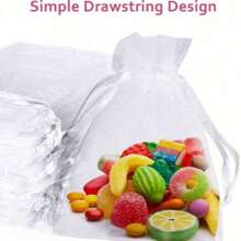 10/50/100pcs Organza Gift Bags, Wedding Guest Favor Bags, Size 7*9cm, Gift Packaging Supplies For Festivals, Events And Parties, Suitable For Home, Wedding Necessities, Can Be Used As Dessert Packaging Bags, Jewelry Gift Bags, Event Party Favor Bags, Suitable For All Seasons And Occasions, Also Can Be Used As Fruit Protection Bags, Valentine's Day Supplies