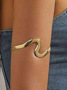 1 Stück asymmetrisches S-förmiges verstellbares Manschetten Armband, gold- und silberfarbenes schlangen-förmiges Modeschmuck-Armband für Frauen