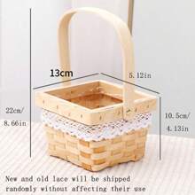 1 pieza Cesta de picnic tejida, cesta de flores de mimbre hecha a mano, cesta de almacenamiento de verduras, cesta para plantas suculentas, decoración y almacenamiento del hogar (diseño de encaje vintage o nuevo al azar, sin impacto en el uso)