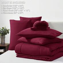 Red Comforter Set King 7 Pieces Red Bedding Set Christmas King Size Burgundy Bed In A Bag With All Season Quilted Comforter, Flat Sheet, Fitted Sheet, Pillowcases Burgundy King - 酒紅色 - 查看 6