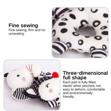 1 Pack Black & White Baby Rattles, Newborn Handcart Toys Soft Elephant & Fox Loop Toys, Hanging Type Infant Toys With High Contrast Black & White Animal Tambourine Music Toys Early Learning Toys For Boys And Girl Aged 0 3 6 12 Months, Gift