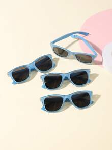 4 件装 9-14 岁男孩和女孩方形闪亮图案酷炫户外时尚眼镜，适合 2000 年代配饰和节日服装 - 彩色 - 查看 18