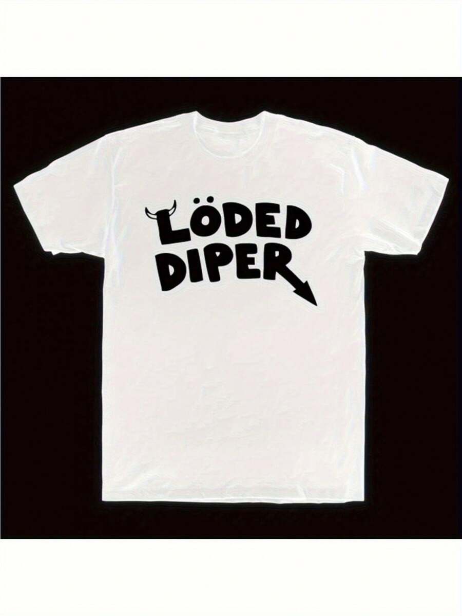 Funny Clothes For Men And Women, Printed T-Shirt With Loded Diper Diary Of A Wimp, Comfortable Summer Tops, Unisex Urban Fashion - 白色 - 查看 1