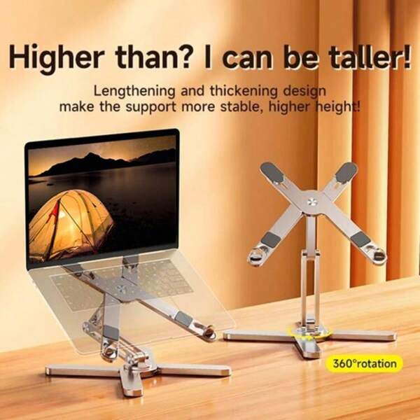 NUO XI NUOXI 360° Rotary Laptop Stand Up Plate For Desk, Ergonomic Foldable Computer Stand For Adjustable Height Angle, Suitable For Collaborative Work, Easy Storage, Suitable For All Laptops With A Maximum Size Of 17 Inches