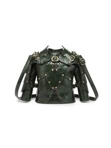 维京盔甲单肩包 - 中世纪 Y2K 美学斜挎包，独特的盾形男士手提包，哥特朋克配饰，万圣节角色扮演/狂欢节/街头时尚 - 彩色 - 查看 13