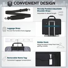 Garment Bags For Travel Carry On Garment Bag For Hanging Clothes, Suit Bag For Business Trips With Shoes Bag & Shoulder Strap, Waterproof Foldable Suit Luggage Bag For Men Women - 黑色 - 查看 6