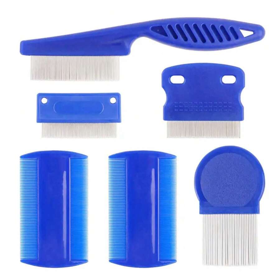 View of Flea Comb Set For Dogs Cat Combs With Durable Dense Teeth Flea Brush ...