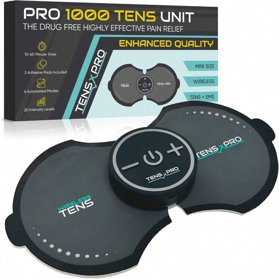 Pro 1000 Wireless Tens Unit For Pain Relief - Mini Tens Massager Portable Electric Muscle Stimulator - Deep Tissue EMS Pain Management Device - Pulse Therapy For Back Shoulder Neck Leg Arm (2 Pads) GIFT - default - View 1