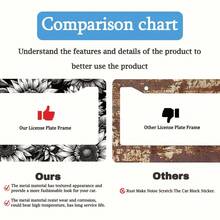 1PC Sunflower License Plate Frame Personalized Black White Floral License Plate Frames Auto Accessory Bracket License Plate Holder With Screws Women Men 6x12 Inch 2 Holes - 12x6 inch - Xem 4