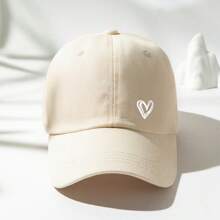 1 Stück Unisex Y2K Stil weiße Herz-bedruckte Baseballkappe, verstellbare Größe, atmungsaktiv & modisch für den täglichen Lässig-Stil