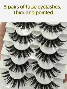 5 Pairs Cartoon Style False Eyelashes, Moist Appearance, Japanese Character Cosplay, Dense & Tapered Thai Eyelash Strip Lashes,Lashes,Eyelashes,Fake Lashes - Spiky Manga Lashes - View 3