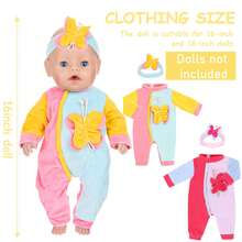 16-18 Inch Baby Doll Clothes, Pink & Blue Butterfly And Pink & Blue & Yellow Romper Outfits For Children's Dress Up Play, Holiday Gift (Doll Not Included) - Multicolor - View 10