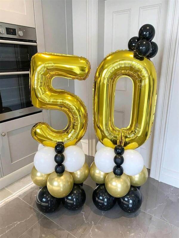 1 pieza Globo de número de lámina de aluminio dorado de 40 pulgadas (101,6 cm) para decoración de fiesta de cumpleaños, adecuado para 1er cumpleaños, aniversario, boda, fotografía de graduación, globos de número de lámina de poliéster