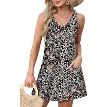 OFEEFAN Womens Summer Dresses 2025 V Neck Sleeveless Sundresses With Pockets Beach Vacation Clothes Floral/Plain - 花卉 41 - 查看 2