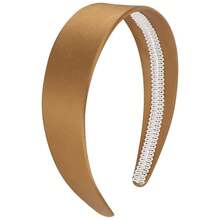 Wecoe Brown Satin Headband Women 1.6 Inch Wide Silk Headband Non Slip Fashion Neutral Colors Plain Hair Band DIY Holiday Hair Accessories For Women Girls Diademas Para Mujer Gifts - 棕色 - 查看 1