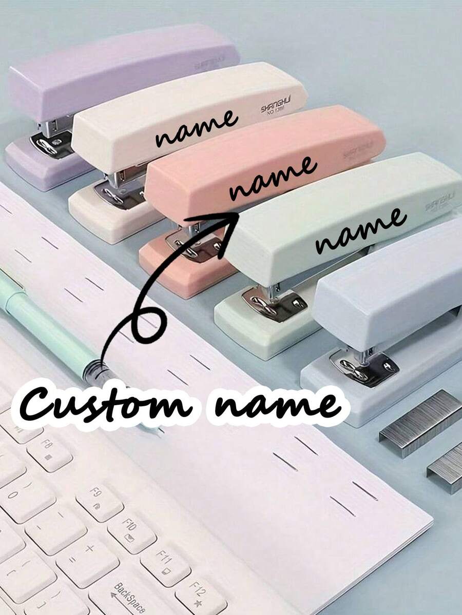 1pc Personalized Metal Stapler, Suitable For Office And School Use, Macaron-Colored Stapler, Durable And Labor-Saving, Portable Medium-Sized Stapler ,Wedding Gifts, Graduation Gifts,Back To School,School Supplies,Staples Not Included