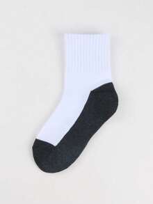 6 双经典棉质学生/运动袜，百搭且 - 黑與白 - 查看 4