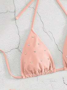 New Style Women's Rhinestone Embellished Bikini Swimsuit Set