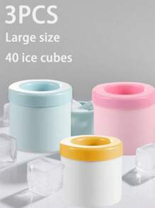3/1 pieza para hacer cubitos de hielo de 60/40/30 cuadrículas, molde portátil de cubitos de hielo cilíndricos 3D, bandeja de hielo de silicona de fácil liberación, vaso exprimidor para hacer hielo, cubo de hielo de silicona con tapa incluida, molde de hielo cilíndrico de fácil liberación, mini cubo de hielo