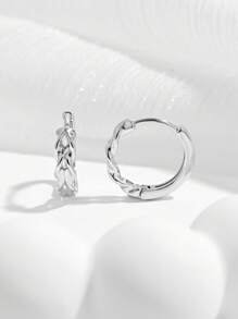 1 Pair Fashionable Minimalist Elegant 925 Sterling Silver Twisted Geometric Design Earrings, Gift For Women, Suitable For Wedding, Date, Party