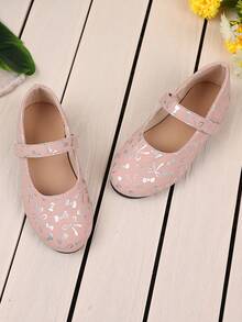 1 双婴幼儿女童银色印花软 PU 平底鞋，圆头 TPR 防滑轻便舒适内衬波西米亚休闲公主鞋，适合 1-12 岁学生、派对、舞蹈、日常穿着、春秋季 - 粉色 - 查看 2