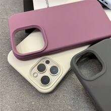 1 Creative Matte Candy Colored Minimalist Style Phone Case, Shockproof Protective Cover, Liquid Silicone Shell, Compatible With IPhone 17, 16, 15, 14, 13, 12, 11 Pro Max Plus 17Air - 黑色 - 查看 3