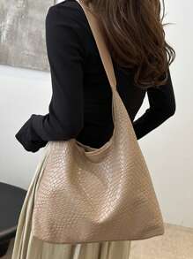 Bolso de hombro de mujer con forma de media luna tejido, bolso axilar de piel sintética con monedero