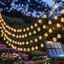 196.85 Inch Solar Powered LED String Lights, 20 LED Beads, Outdoor Fairy Lights For Garden Patio Decor, Using Smart Solar Battery Nickel Technology