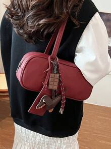 Ins Style Sausage Dog Chocolate Customized Personalized Baseball Car Key Chain, Bag Hanging Pendant, Woven Lanyard Accessory - Coffee Brown - View 5