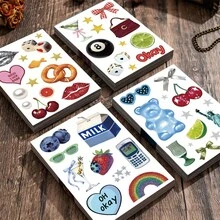 SCXXBSW 8 件欢乐时光贴纸，可爱卡通防水拼贴，可用于 DIY 用途，例如滑板、水瓶、笔记本电脑和手机学校用品，返校 - 彩色 - 查看 1