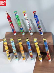 1pc/6pcs Bandai, And Stationery, And Doll Ballpoint Pen, Available In 10 Colors, Multifunctional Ballpoint Pen, Neutral Pen, Extendable 10 Color Pencil, Round Pen Body, Multi-Color Ink, Suitable For Office And School Writing Stationery, Back To School Season Gifts, Perfect Party Gifts&Birthday Surprise Gifts, Ideal For Christmas, Halloween, Thanksgiving Gifts.