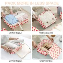 8 Set Travel Essentials, Suitcase Organizer Bags, Packing Cubes, Storage Bag, Travel Organizer Bags, Vacation Essentials, Travel Accessories, Cruise Essentials, Beach Essentials, Purse Essentials, School Supplies, Suitable For Organization And Storage - 草莓 - 查看 5