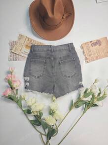 Pantalones cortos de mezclilla elásticos rasgados para mujeres, adecuados para vacaciones de verano y uso casual