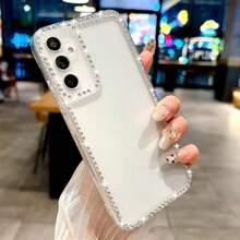 Hermosa funda de teléfono móvil de TPU con brillo y diamantes incrustados, compatible con SAMSUNG S25Edge S25 S25Plus S25Ultra S24 S24Plus S24Ultra S23 S23FE S23Ultra S22 S22Ultra S22 S21FE S20FE A14 A15 A16 A17 A53 A54 A55 A25 A35 A25 A36 A56 y compatible con iPhone