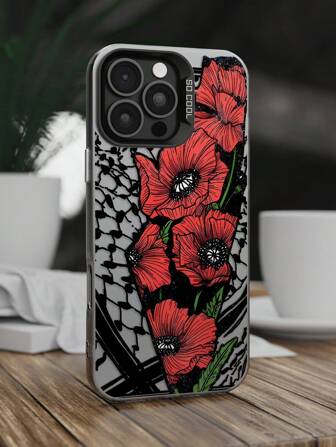 1 件时尚磨砂防摔相机手机保护壳，兼容多种手机型号