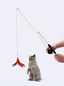 Fishing Rod Cat Teaser Toy, Pet Interactive Toy, Feather Wand Toy For Playing With Cats